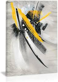 Want to discover art related to yellow_fire? Amazon Com Modern Abstract Wall Art Decor Black White Yellow Mustard Artwork Canvas Painting Prints Pictures Home Decor For Kitchen Living Room Dining Room Posters Prints