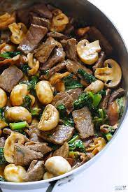 Ginger Beef Mushroom Kale Stir Fry Gimme Some Oven Healthy Meats Recipes Healthy Recipes