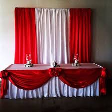 Event Planner On Instagram Head Table And Backdrop In Red Partydecorator Partyrentals Back Head Table Wedding Backdrop Red And White Weddings Red Backdrop
