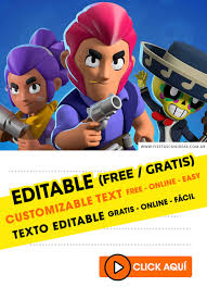 Our brawl stars skins list features all of the currently and soon to be available cosmetics in the game! 6 Free Brawl Stars Birthday Invitations For Edit Customize Print Or Send Via Whatsapp Fiestas Con Ideas