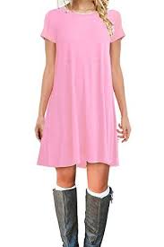 Molerani Womens Casual Plain Simple Tshirt Loose Dress M Short Sleevepink For More Information Casual Dresses For Women Loose Dress Long Tunic Tops