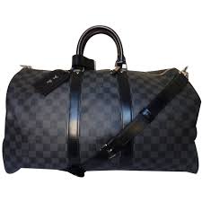 Livraison express et retour gratuit. Louis Vuitton Keepall 45 Reisetasche Leder Leinwand Anthrazitgrau Marineblau Ref 73754 Joli Closet