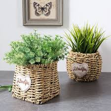 Herbiers Du Ventre De Stockage Panier De Paille Panier Ecrire En Osier Panier De Rangement Sac Blanc Jardin Pot De Fleur Pl Planter Pots Planters Bamboo Crafts