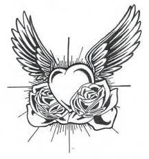 Black And White Heart And Rose Tattoo Designs Hearts And Roses Coloring Pages Rose And Heart Drawing Printable Coloring Of Valentine Heart And Heart With Wings Tattoo Tattoo Stencils Wings Tattoo