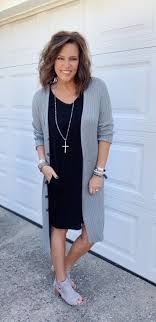 How To Wear A Long Cardigan With A Dress B And B Blog Today I Am Styling A Knee Length Short Sleeve Black Dress With A Long Cardigan Both Of These
