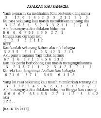 Not asal kau bahagia | Lagu ukulele, Pianika, Not musik