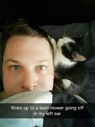 Woke up to a lawn mower mower going off off in my left ear