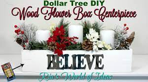 Dollar Tree Diy Wood Flower Box Centerpiece Christmas Decor Farmhouse Style Youtube Flower Box Centerpiece Wood Flower Box Christmas Centerpieces Diy