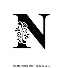 Letter n alphabet abc logo isolated. Letter N Vintage Black Flower Ornament Stock Vector Royalty Free 1640186113