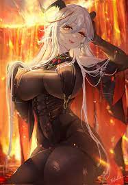1girls 2022 aegir (azur lane) azur lane big breasts breast  curtains bulging breasts curvaceous curvy figure demon horns highres latex  suit long hair looking at viewer pafekui seductive eyes