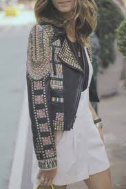 Studded Embellished Boho Leather Jacket The Perfect Statement Piece For The Cooler Months Boho Leather Jacket Fashion Clothes
