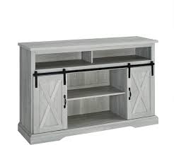 Romero rustic solid acacia timber tv unit etu 1 door 2 drawers stone grey 180 cm. 52 Modern Farmhouse Sliding Barn Door Highboy Tv Stand Farmhouse Entertainment Centers And Tv Stands By Walker Edison Houzz