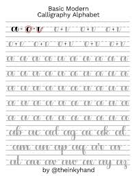 Calligraphy flourishes + free printable. Basic Modern Calligraphy Practice Sheets By Theinkyhand Etsy