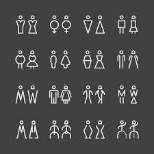 Men Women Icon White Line Series Schilder Design Leitsysteme Piktogramm