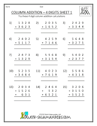 Addition Worksheet 3rd Grade Column Addition 4 Digits 1 Gif 780 1009 8th Grade Math Worksheets Subtraction Worksheets Math Addition Worksheets