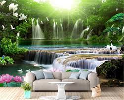 1280 x 720 jpeg 182 кб. Green Plants Wallpaper Delicate Lotus Flower Crane Large Forest Waterfall Hd Beautiful Scenery Silk Wall Covering From Yunlin888 11 58 Dhgate Com