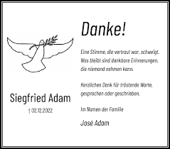Traueranzeigen von Siegfried Adam