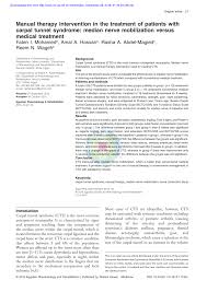 Pdf Manual Therapy Intervention In The Treatment Of Patients With Carpal Tunnel Syndrome Median Nerve Mobilization Versus Medical Treatment
