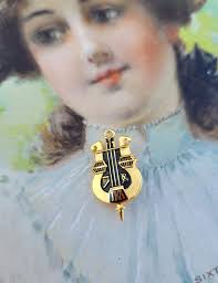 Vtg 10k GF Iota Kappa Lambda Musik Harfe Bruderschaft Schwesternschaft  Abzeichen Mitglied Pin