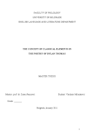 Doc The Concept Of Classical Elements In The Poetry Of Dylan Thomas Vladimir Milenkovic Academia Edu