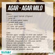 Children and adults love it. Sinar Resepi Agar Agar Milo Jangan Lupa Save Dan Share ÙÙŠØ³Ø¨ÙˆÙƒ