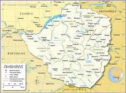 The northwestern border is defined by the zambezi river. Political Map Of Zimbabwe Nations Online Project