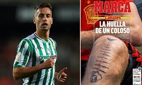 Paul pogba was named man of the match against germany (photo by. Sergio Canales Shows Off Fishbone Tattoo Around Knee Ligament Scar As He Receives Spain Call Up Daily Mail Online