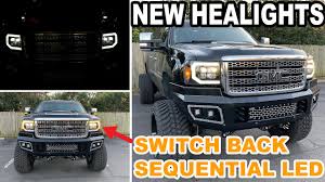 Gmc sierra 1500 2008, chrome factory style headlights with square ring color halo by oracle lighting®, 1 pair (2 halo rings per light). 07 13 Gmc Sierra Pro Series Projector Headlights Jet Black Alpharex