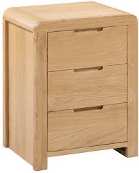 A 3 drawer bedside cabinet crafted from wood with a natural oak veneer and contrasting silver handles. Lisboa 3 Drawer Bedside Chest Bedside Tables