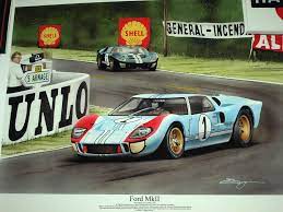 Aber er modelliert sie auch nach zu einer klischeehaften huldigung der amerikanischen werte, des traditionellen männerbilds und der männerfreundschaft zweier rennfahrer und autonarren. Ford V Ferrari Gt40 Le Mans 1966 Ken Miles Carroll Shelby Lola Ford Mk2 Print Ford Gt40 Ford Gt Le Mans