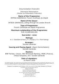 In fact, some project developers will actually make having bonds for contractors a requirement before letting them place a bid. Intesa Sanpaolo French Certificats De Depot Name Of The Issuer