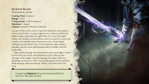 New Cantrip Silence Blade Spells Collection Dndhomebrew