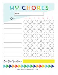 Free Printable Chore Chart For Kids Chore Charts Chore