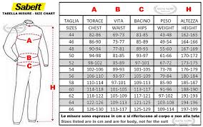 Sabelt Race Suit Size Chart 2019