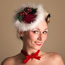 Santa Baby Christmas Sweater Fascinator Ugly Tacky Hat, Barbie Mrs. Claus  Dapper Day Hand Made Holly Pine Cone Burlesque Costume Headpiece