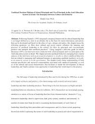 Pdf Unethical Decision Making Of School Principals And Vice Principals In The Arab Education System In Israel The Interplay Between Culture And Ethnicity