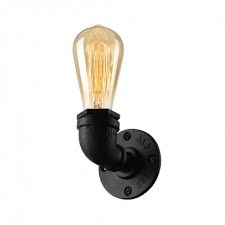 This piece takes a 60w e26 filament bulb, with a downfacing light, meant for an indoor setting. Pipe Design Black Industrial Single Light Mini Wall Sconces Beautifulhalo Com