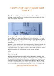 Maybe you would like to learn more about one of these? The Pros And Cons Of Design Build Firms Nyc By Paragon Design Issuu