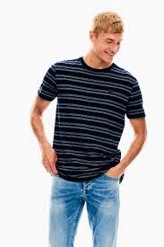 Made from the finest quality raw materials and fabrics, these stunning. Dark Blue Striped T Shirt