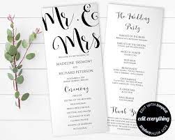 Mr And Mrs Wedding Program Template Tea Length Program Etsy Wedding Programs Template Wedding Programs Mr And Mrs Wedding