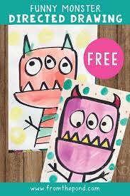 Funny Monster Directed Drawing Kindergarten Art Lessons Classroom Art Projects Directed Drawing Kindergarten