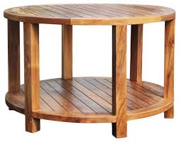 Sunbrella fabric and outdoor foam used in the included cushions Teak Wood Bahama Round Coffee Table Transitional Outdoor Coffee Tables By Chic Teak Houzz