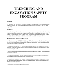 Sample Trenching And Excavation Program