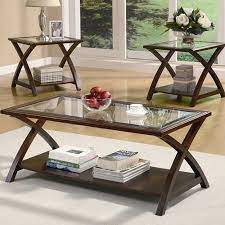 Transitional Cappuccino Three Piece Set Walmart Com Coffee Table End Table Set Living Room Table Sets Coffee And End Tables