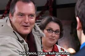Bob Vance defends Phyllis always, rushed to her when she was flashed in the  parking lot, donated a mini fridge, pitched in to the party fund for Toby's  goodbye party when she