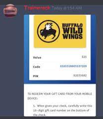 Buffalo wild wings gift card. Thanks For The Buffalo Wild Wings Gift Card Can T Use It In Bum Fuck No Where Outside Na My Bad North Americans Trainwreckstv