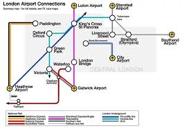The Tube Map Of Connection To Airports London Underground Map London Airports Gatwick