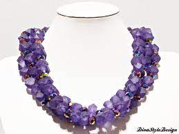 Deep Purple Quartz Statement Necklace Unique Multi Strand Etsy Purple Quartz Purple Statement Necklace Deep Purple