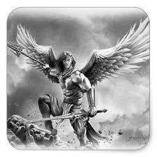 Angel Warrior Square Sticker Zazzle Com Archangel Michael Tattoo Angel Warrior Angel Warrior Tattoo