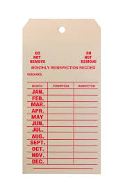 • confirm the extinguisher is visible, unobstructed, and in its designated location. Cardstock Monthly Inspection Tag English Covers 1 Year 12 Months